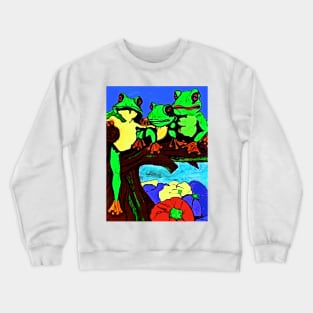 Frog Family Hanging Out On A Limb 3 Crewneck Sweatshirt